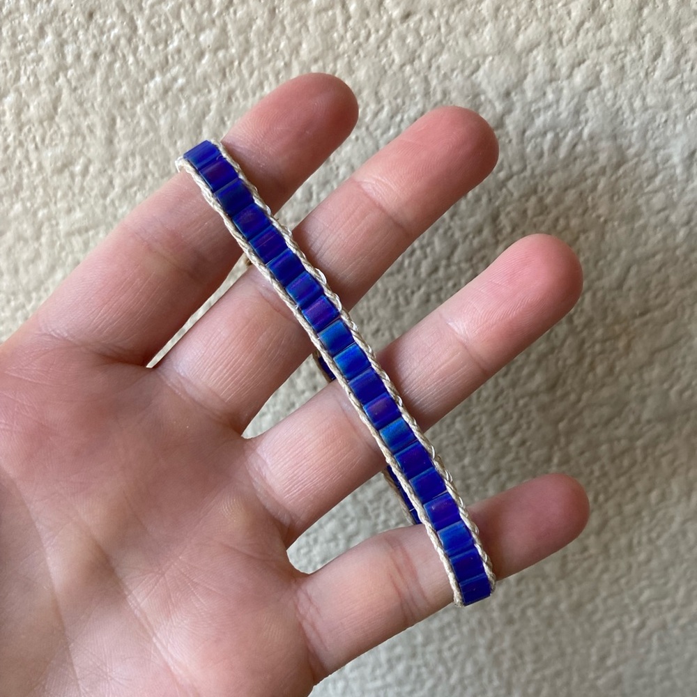 Handcrafted Blue iridescent Tila Beaded Bracelet